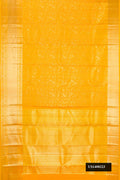 Yellow Dual Tone Kanchipuram Silk Saree with Zari Brocade on the body and Zari Border.  displayed on a mannequin