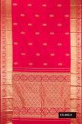 Dark Pink Dual Tone Kanchipuram Silk Saree with Zari Butta on the body and Zari Border.  displayed on a mannequin