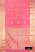Pink Dual Tone Kanchipuram Silk Saree with Zari Butta on the body and Zari Border.  displayed on a mannequin