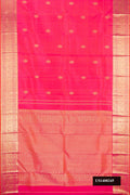 Pink Dual Tone Kanchipuram Silk Saree with Zari Butta on the body and Zari Border.  displayed on a mannequin