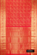 Red Dual Tone Kanchipuram Silk Saree with Zari Brocade on the body and Zari Border.  displayed on a mannequin