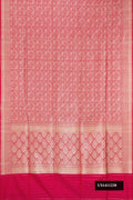 Dark Pink Dual Tone Banarasi Silk Saree with Zari Brocade on the body and Fancy Border.  displayed on a mannequin