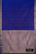 Royal Blue Dual Tone Kanchipuram Silk Saree with Zari Butta on the body and Zari Border.  displayed on a mannequin