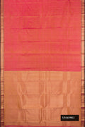Dark Mauve Dual Tone Kanchipuram Silk Saree with Zari Butta on the body and Zari Border.  displayed on a mannequin