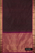 Coffee Brown Dual Tone Kanchipuram Silk Saree with Zari Butta on the body and Zari Border.  displayed on a mannequin