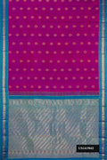 Purple Dual Tone Kanchipuram Silk Saree with Zari Butta on the body and Zari Border.  displayed on a mannequin