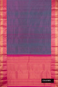 Purple Dual Tone Kanchipuram Silk Saree with Zari Butta on the body and Zari Border.  displayed on a mannequin