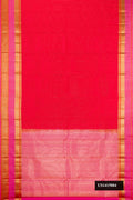 Red Dual Tone Kanchipuram Silk Saree with Zari Butta on the body and Zari Border.  displayed on a mannequin