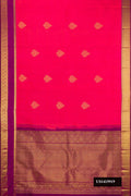 Pink Dual Tone Kanchipuram Silk Saree with Zari Butta on the body and Zari Border.  displayed on a mannequin