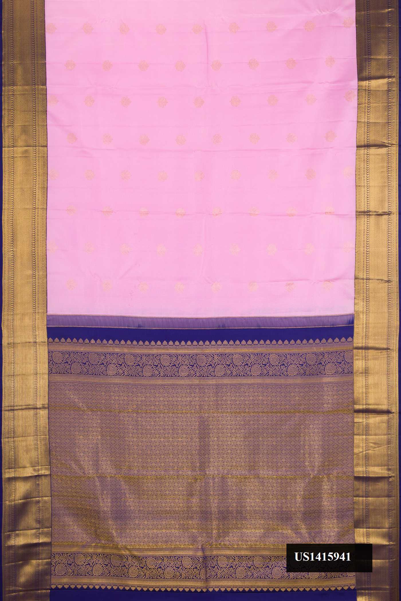 Pink Dual Tone Kanchipuram Silk Saree with Zari Butta on the body and Zari Border.  displayed on a mannequin