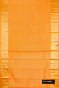 Orange Dual Tone Kanchipuram Silk Saree with Zari Brocade on the body and Zari Border.  displayed on a mannequin