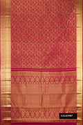 Maroon Dual Tone Kanchipuram Silk Saree with Zari Brocade on the body and Zari Border.  displayed on a mannequin