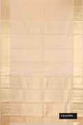 Beige Dual Tone Kanchipuram Silk Saree with Zari Brocade on the body and Zari Border.  displayed on a mannequin