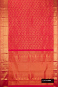 Dark Pink Dual Tone Kanchipuram Silk Saree with Zari Brocade on the body and Zari Border.  displayed on a mannequin