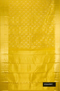 Mehandi Green Dual Tone Kanchipuram Silk Saree with Zari Brocade on the body and Zari Border.  displayed on a mannequin