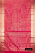 Dark Pink Dual Tone Kanchipuram Silk Saree with Zari Brocade on the body and Zari Border.  displayed on a mannequin