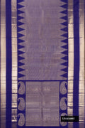 Royal Blue Dual Tone Kanchipuram Silk Saree with Zari Brocade on the body and Fancy Border.  displayed on a mannequin
