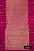 Magenta Dual Tone Kanchipuram Silk Saree with Zari Brocade on the body and Fancy Border.  displayed on a mannequin