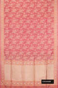 Pink Dual Tone Banarasi Silk Saree with Zari Brocade on the body and Zari Border.  displayed on a mannequin