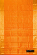 Orange Dual Tone Kanchipuram Silk Saree with Zari Brocade on the body and Zari Border.  displayed on a mannequin