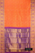 Orange Dual Tone Kanchipuram Silk Saree with Zari Brocade on the body and Fancy Border.  displayed on a mannequin