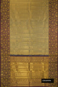 Mehandi Green Dual Tone Kanchipuram Silk Saree with Zari Brocade on the body and Fancy Border.  displayed on a mannequin