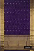 Violet Dual Tone Kanchipuram Silk Saree with Zari Butta on the body and Zari Border.  displayed on a mannequin