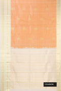 Sandal Dual Tone Kanchipuram Silk Saree with Zari Butta on the body and Zari Border.  displayed on a mannequin