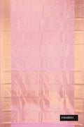 Rose pink Dual Tone Kanchipuram Silk Saree with Zari Brocade on the body and Zari Border.  displayed on a mannequin