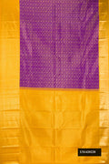 Violet Dual Tone Kanchipuram Silk Saree with Zari Brocade on the body and Zari Border.  displayed on a mannequin