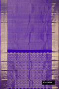 Royal Blue Dual Tone Kanchipuram Silk Saree with Zari Brocade on the body and Zari Border.  displayed on a mannequin