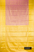 Purple Dual Tone Kanchipuram Tissue Silk Saree with Zari Brocade on the body and Zari Border.  displayed on a mannequin