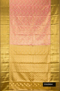 Pink Dual Tone Kanchipuram Tissue Silk Saree with Zari Brocade on the body and Zari Border.  displayed on a mannequin