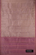 Rose Gold Dual Tone Kanchipuram Silk Saree with Zari Butta on the body and Zari Border.  displayed on a mannequin