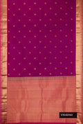 Purple Dual Tone Kanchipuram Silk Saree with Zari Butta on the body and Zari Border.  displayed on a mannequin