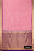 Pink Dual Tone Kanchipuram Silk Saree with Zari Butta on the body and Zari Border.  displayed on a mannequin