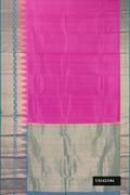 Pink Dual Tone Kanchipuram Silk Saree with Plain Body and Fancy Border.  displayed on a mannequin