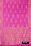 Pink Dual Tone Kanchipuram Silk Saree with Zari Butta on the body and Fancy Border.  displayed on a mannequin