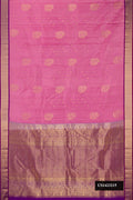 Pink Dual Tone Kanchipuram Silk Saree with Zari Butta on the body and Zari Border.  displayed on a mannequin