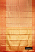 Red Dual Tone Kanchipuram Tissue Silk Saree with Zari Brocade on the body and Zari Border.  displayed on a mannequin