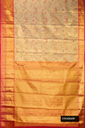 Light Green Dual Tone Kanchipuram Tissue Silk Saree with Zari Brocade on the body and Zari Border.  displayed on a mannequin