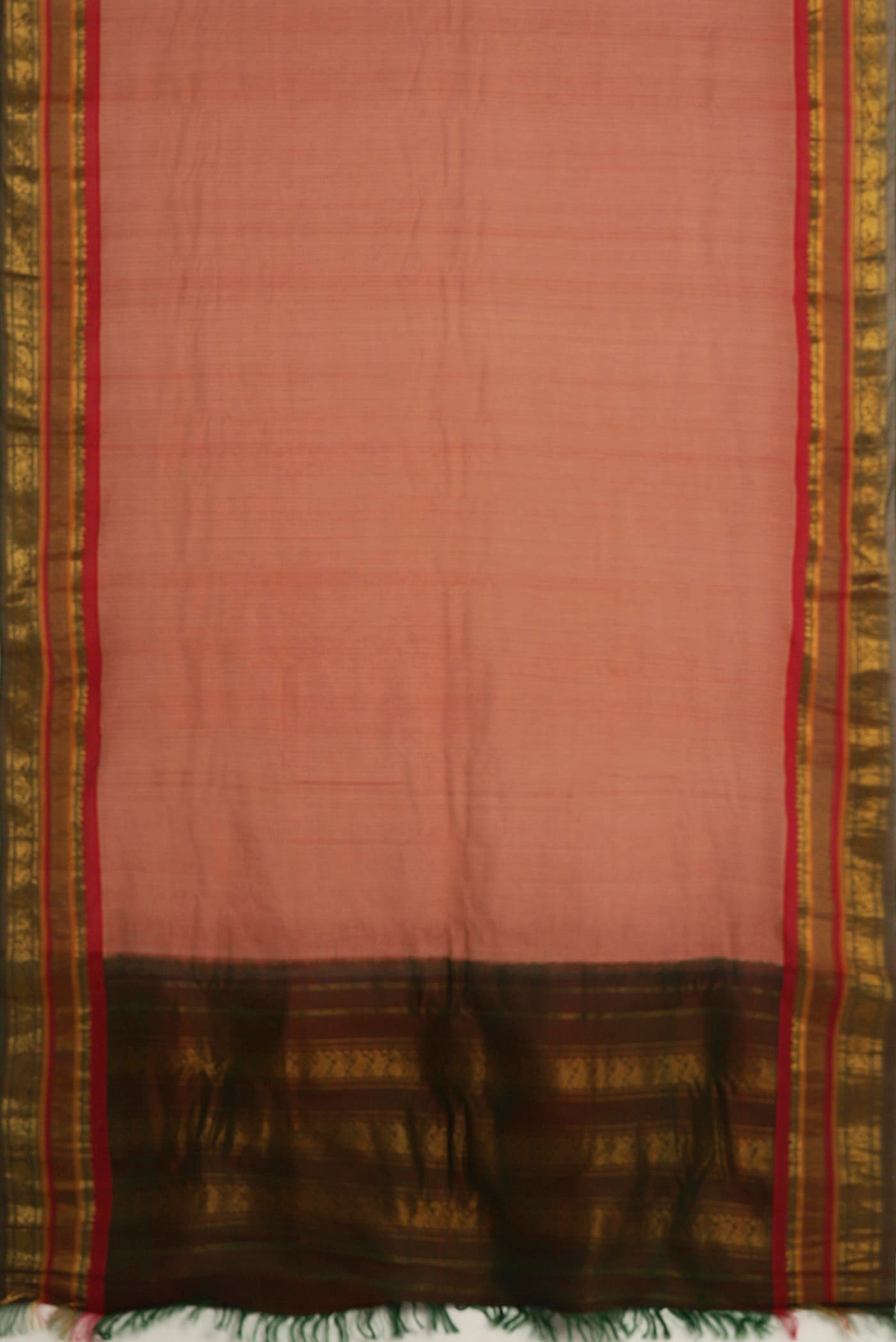 Peach Gadwal cotton Saree