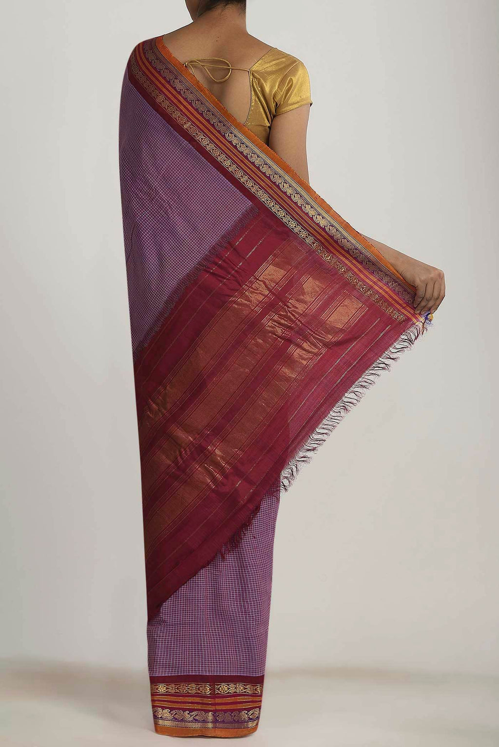 Lavender Gadwal cotton Saree
