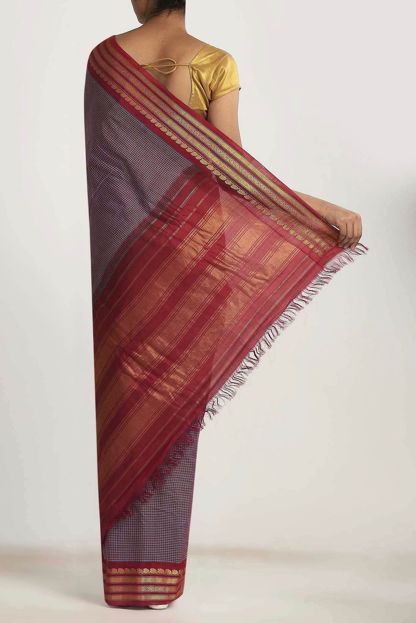 Lavender Gadwal cotton Saree