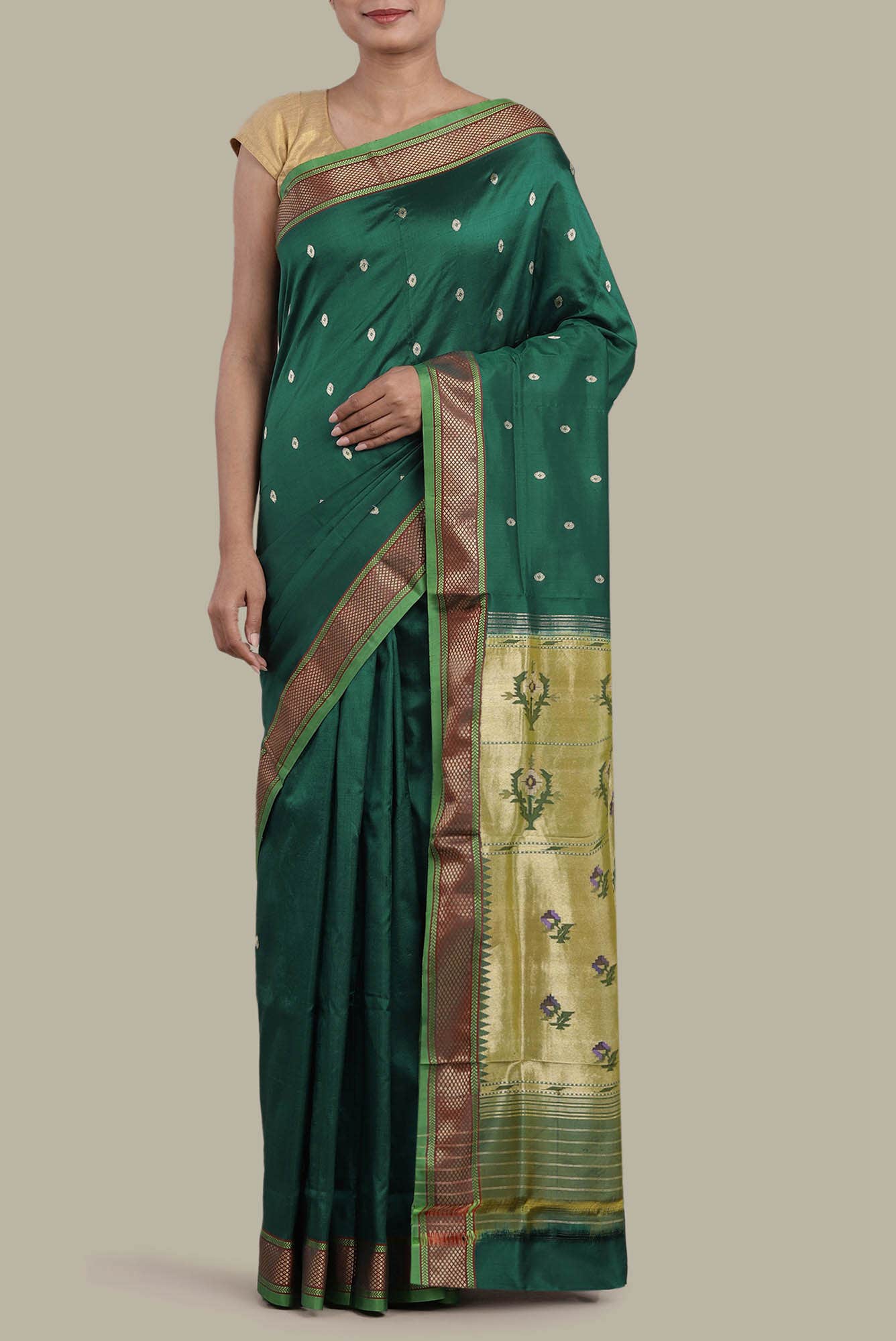Green Paithani Silk Saree