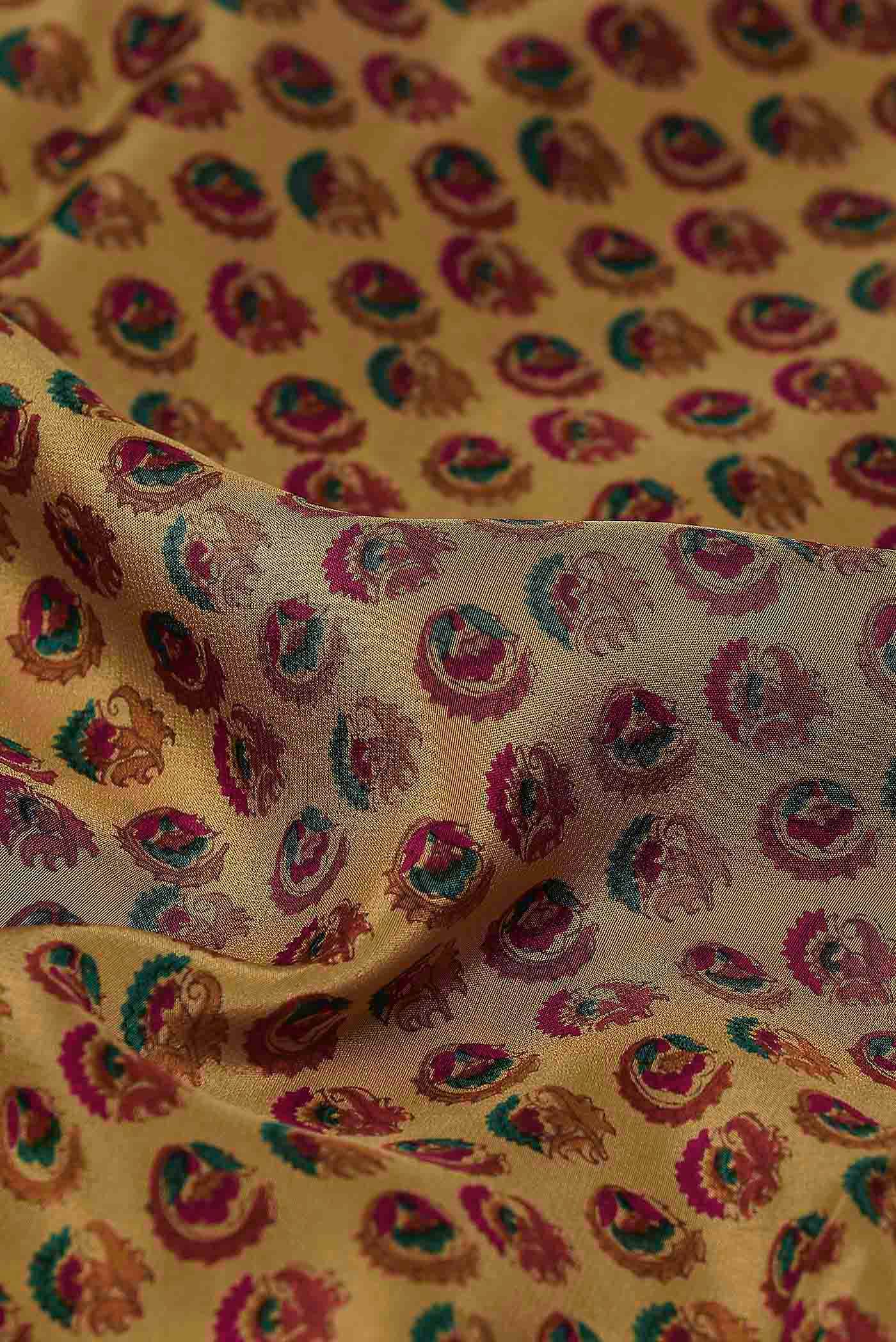 Beige Printed Silk Saree