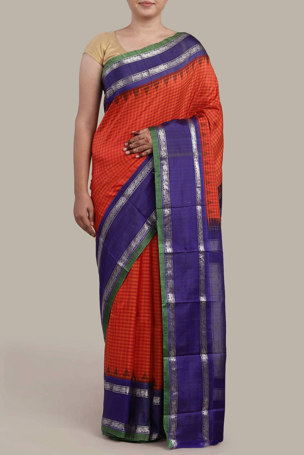 Orange Gadwal Silk Saree