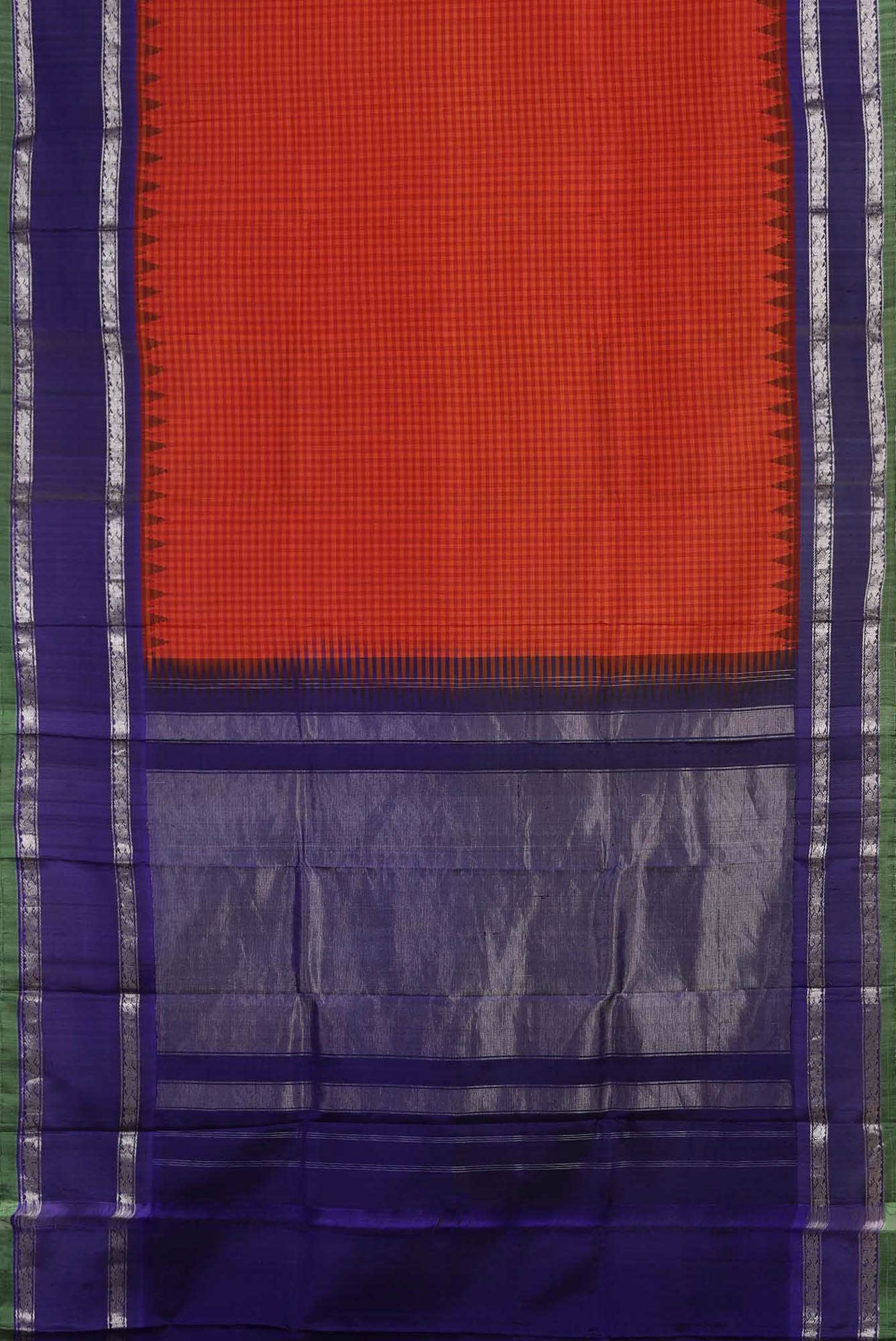 Orange Gadwal Silk Saree