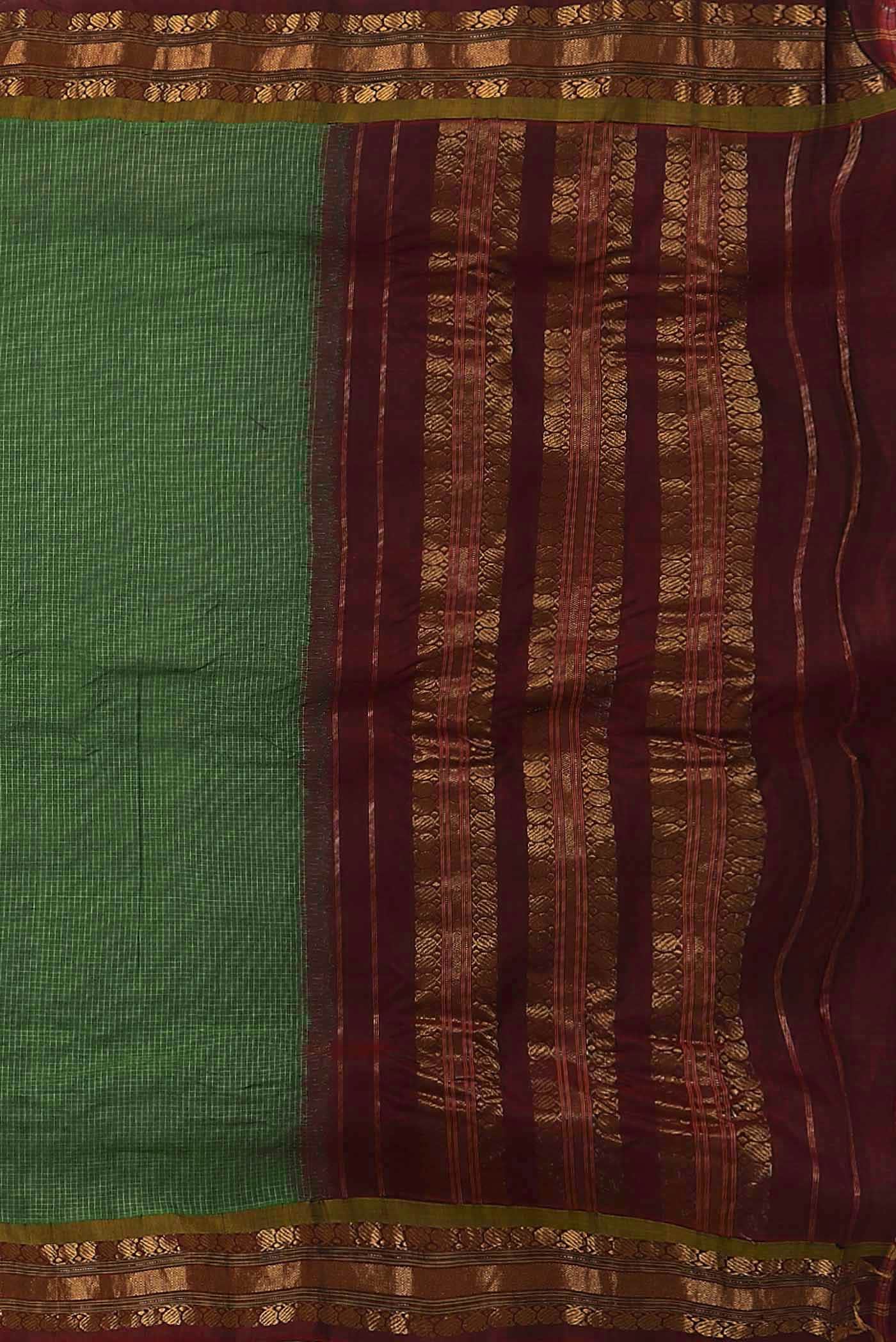 Green Gadwal cotton Saree