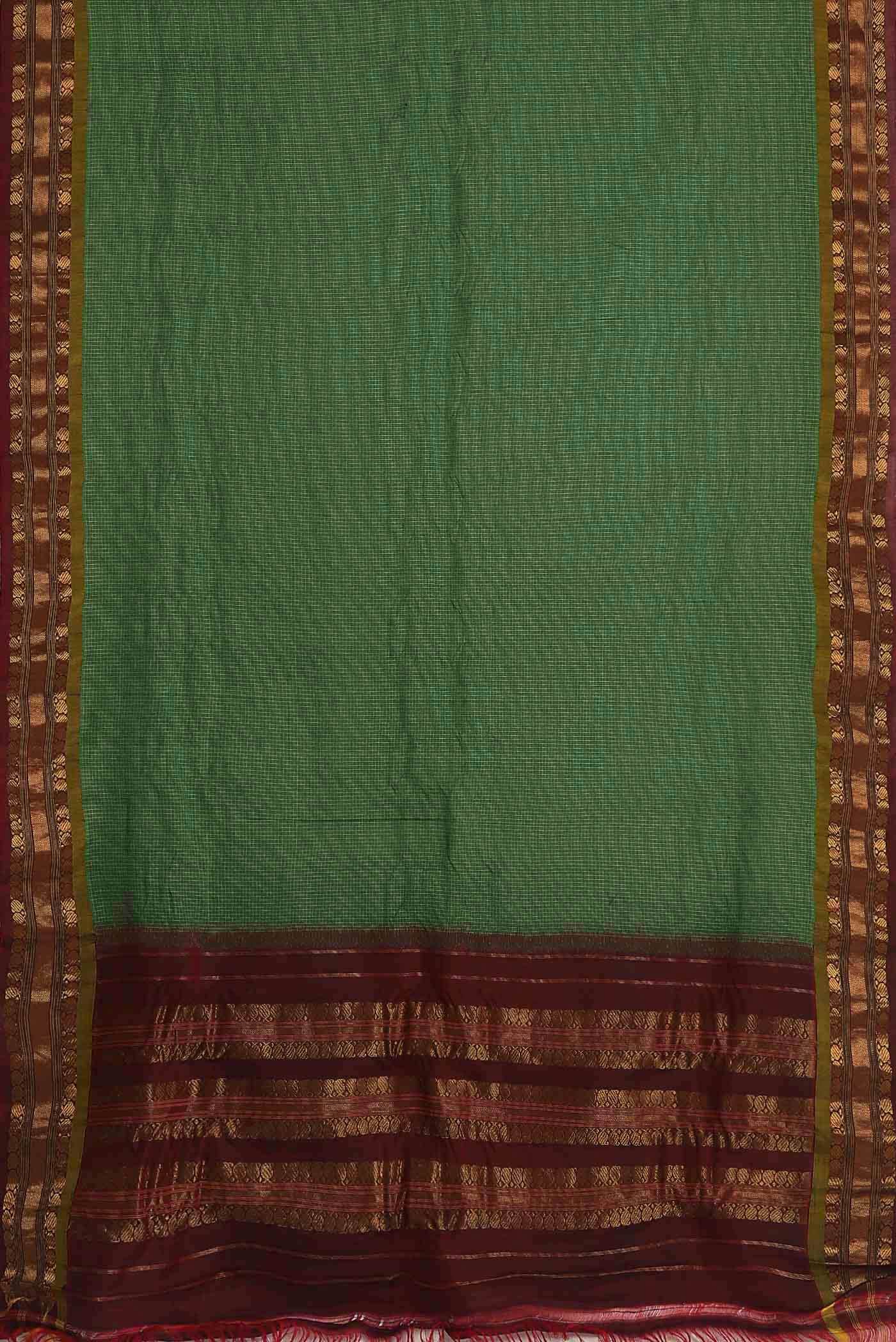Green Gadwal cotton Saree